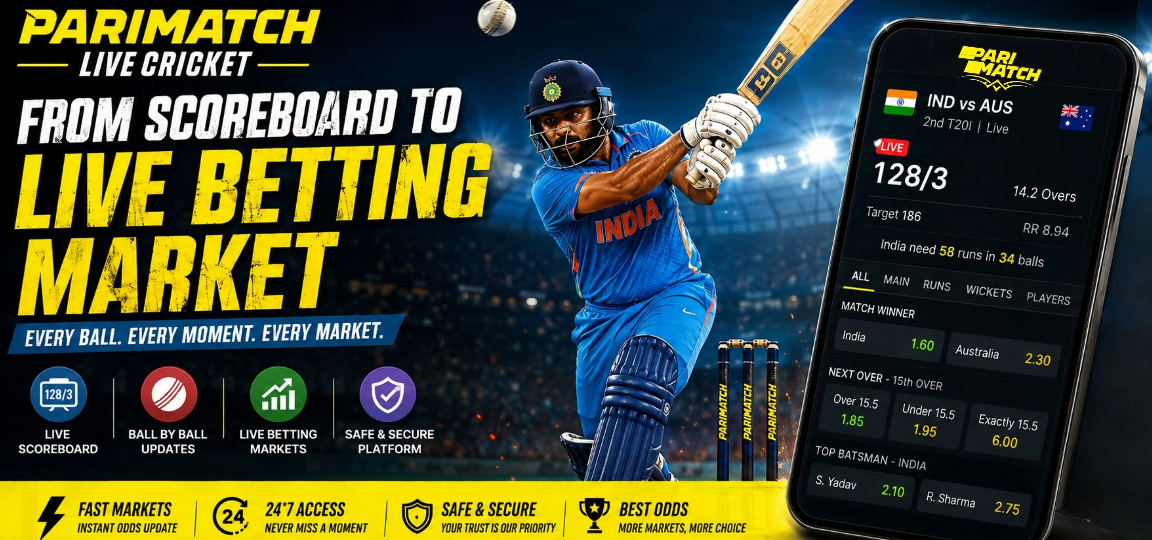 Parimatch Live Cricket: From Scoreboard to Live Betting Market